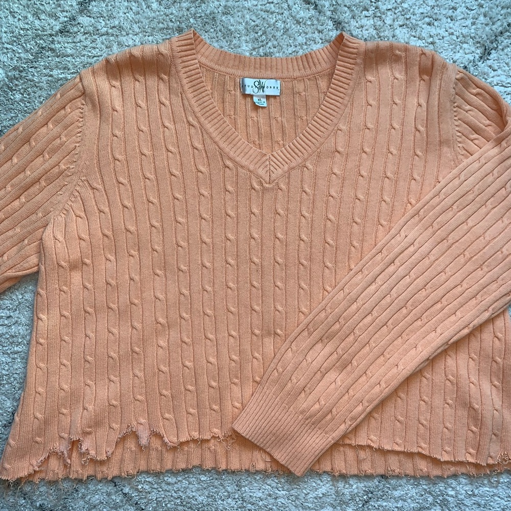 cropped distressed sweater